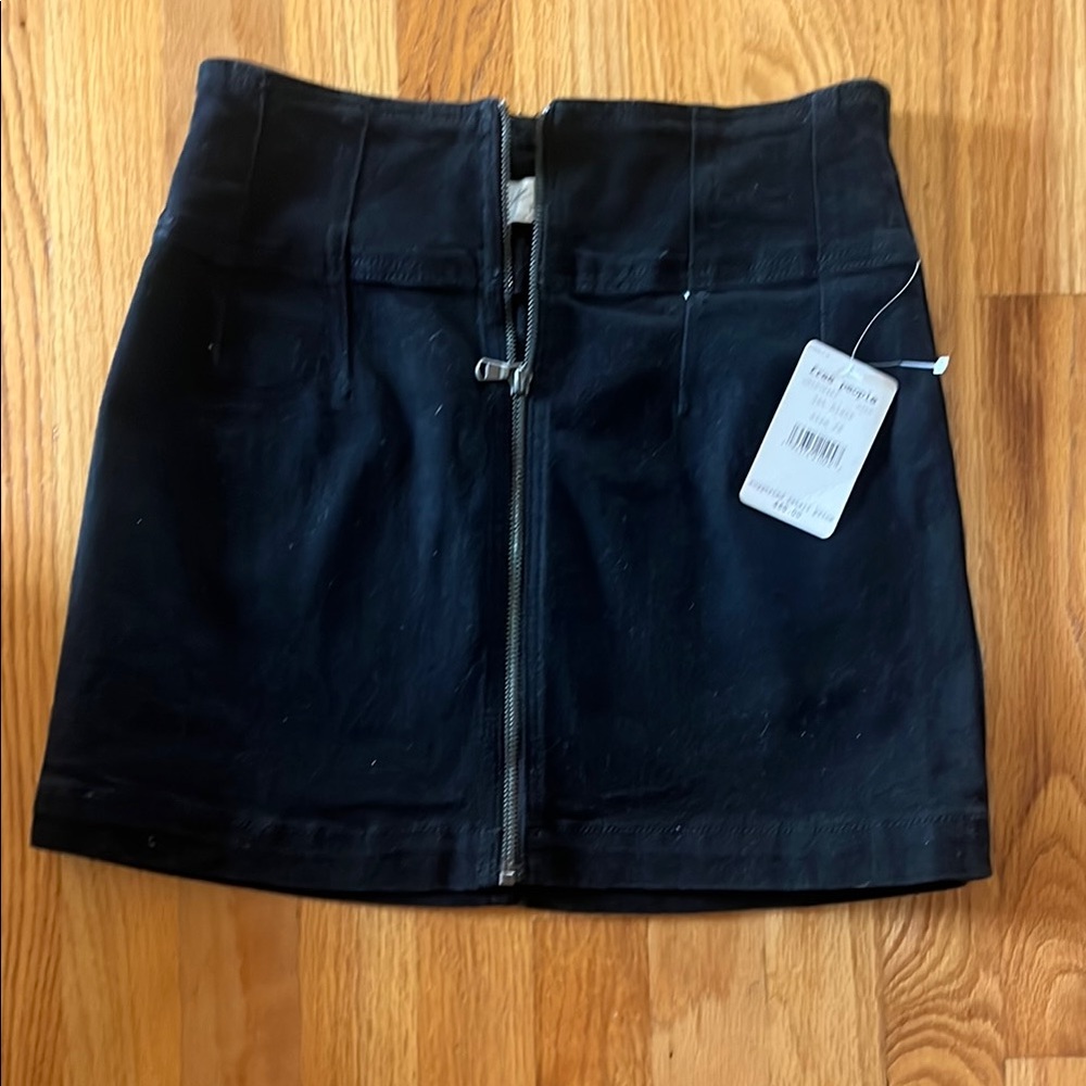 Free People Black Zip Up Skirt NWT